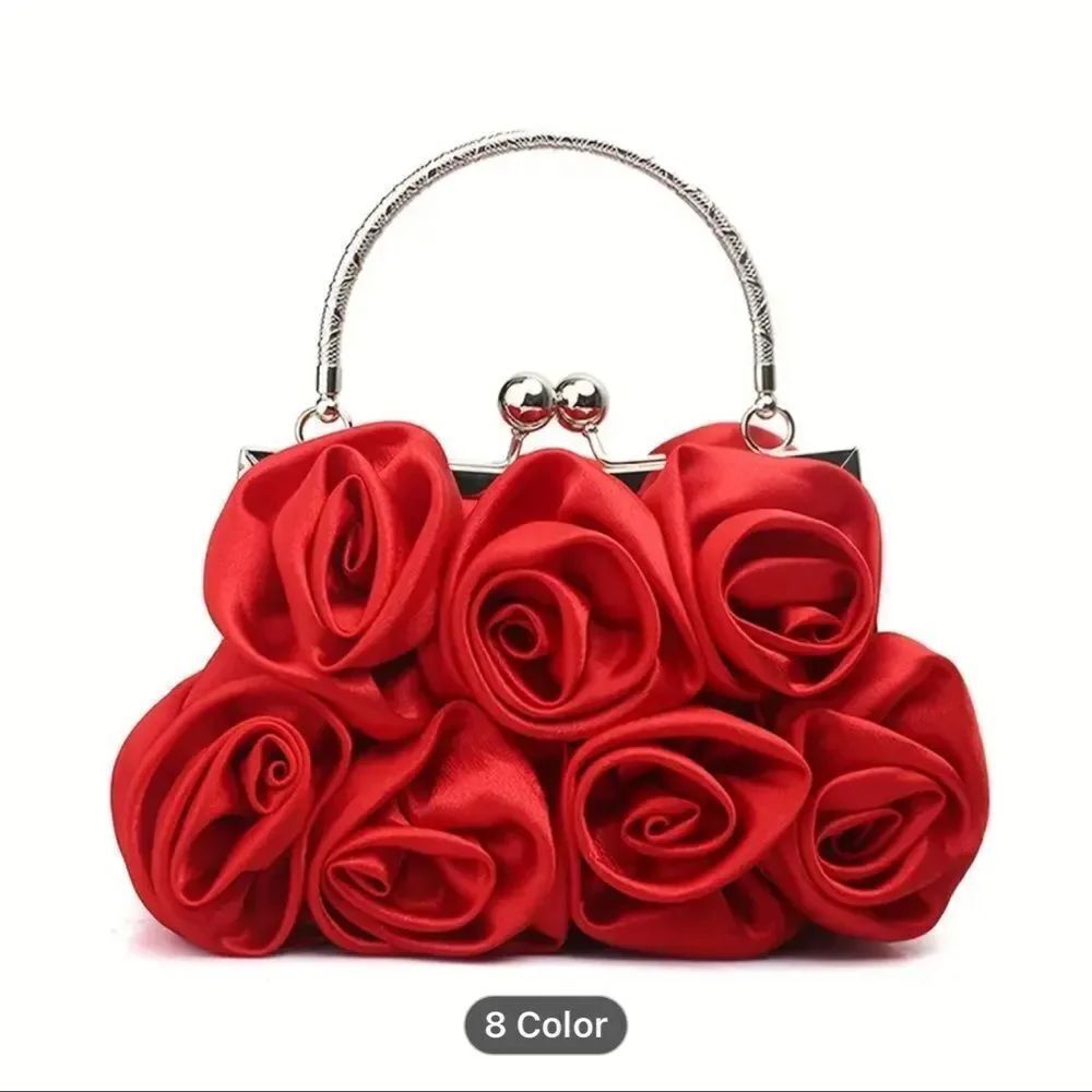 Elegant Red Rose Handbag
